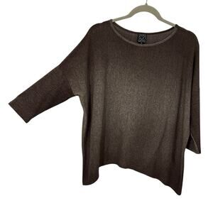 Clara Sun Woo XS Sweater Tunic Mocha Brown Ombre Asymmetrical Boxy Lagenlook